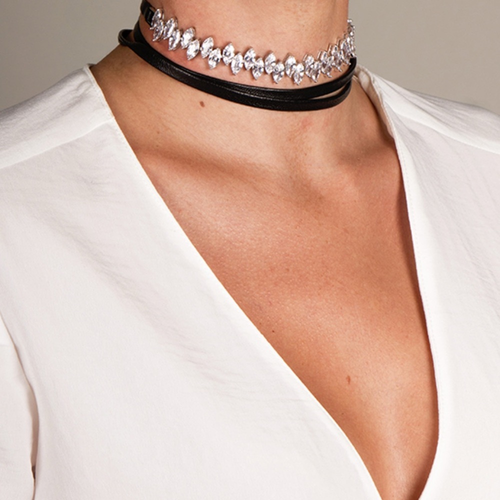 Fallon Monarch Jagged Edge Rhinestone Choker - Picture 2 of 8